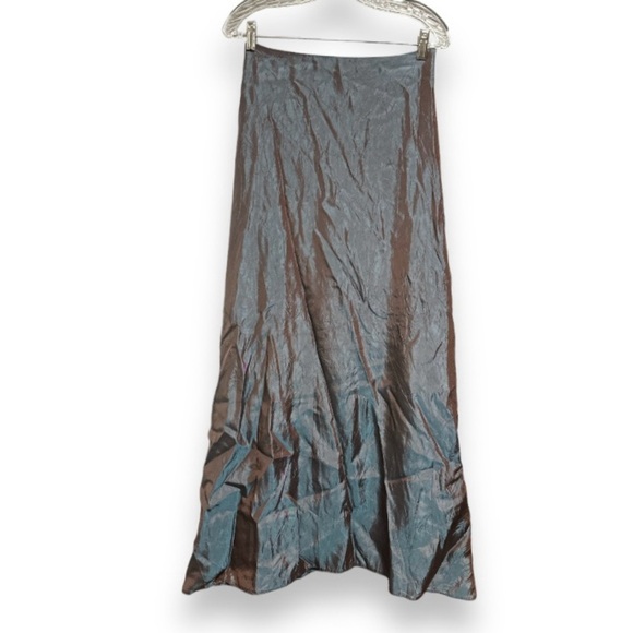 Vintage JS Collections Y2K Blue Iridescent Silky Slip Maxi Skirt Women’s Size 8 - Picture 1 of 13